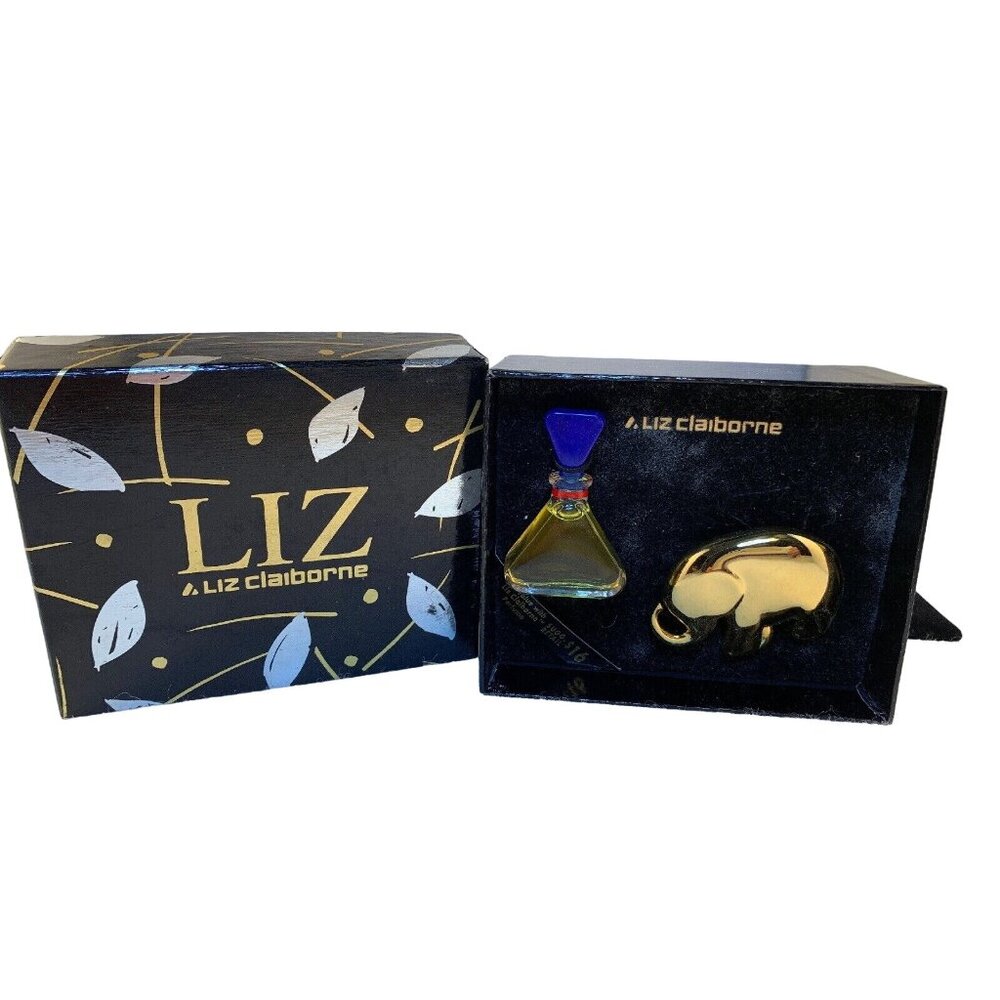 Vintage Liz Claiborne Mini Perfume With Gold Tone Elephant Brooch (736)